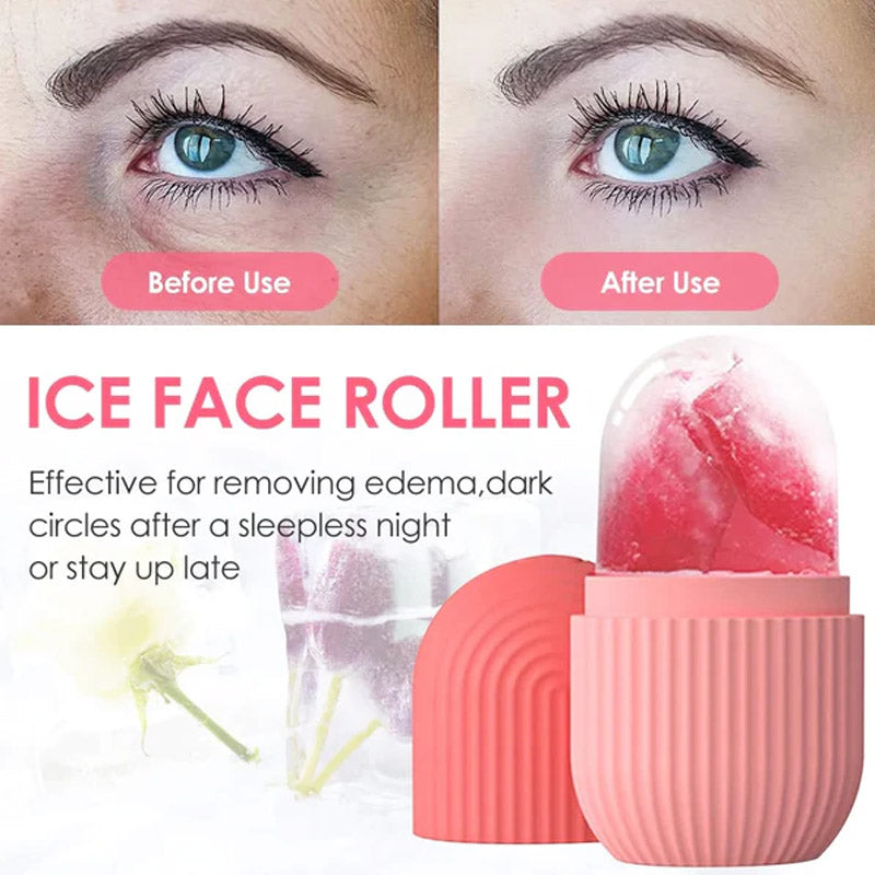 ❄️ Silicone Face Ice Roller – Skin Tightening & Puffiness Relief 🌸