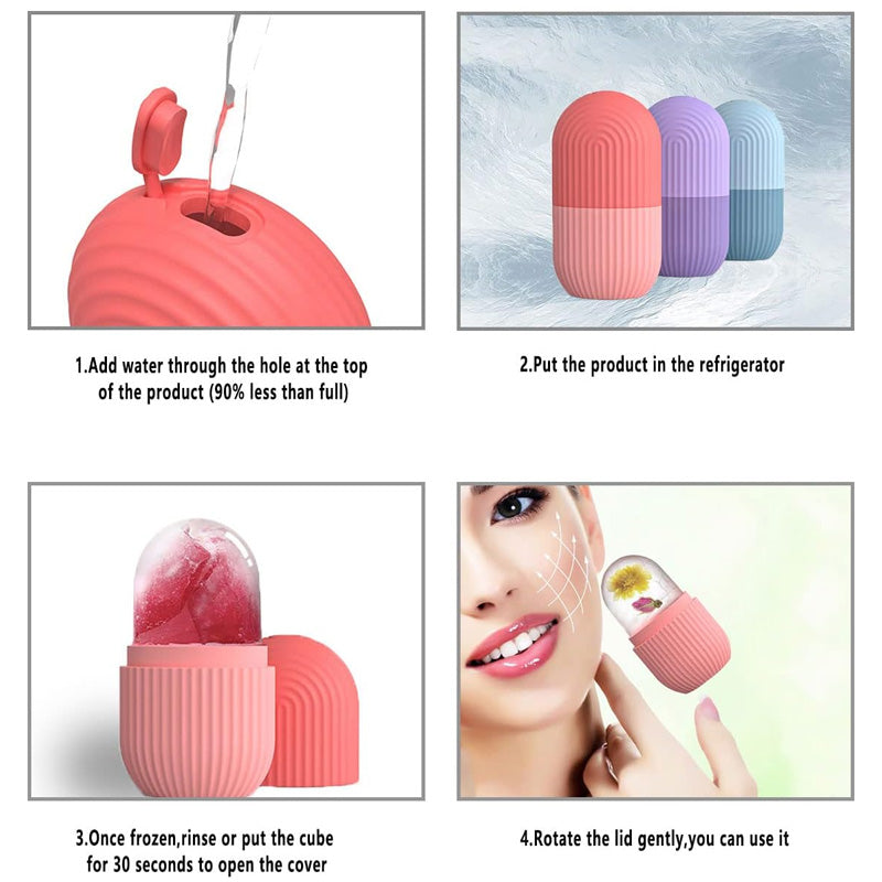 ❄️ Silicone Face Ice Roller – Skin Tightening & Puffiness Relief 🌸