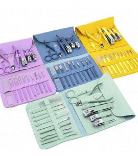 💅 16pcs Professional Manicure Pedicure Grooming Kit – Stainless Steel Nail Clipper & Care Set