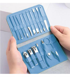 💅 16pcs Professional Manicure Pedicure Grooming Kit – Stainless Steel Nail Clipper & Care Set