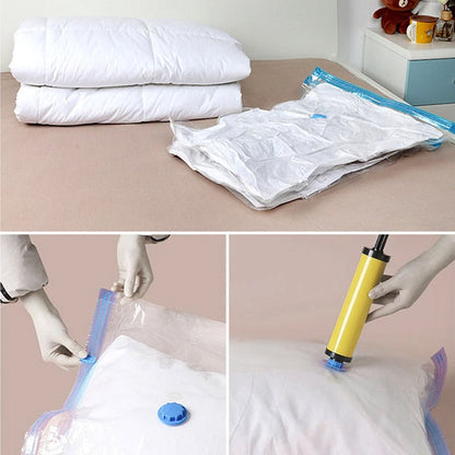 🛍️ Reusable Vacuum Storage Bags (pack of 5) with Hand Pump – Space Saving & Airtight 🌟