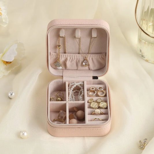 Mini PU Leather Travel Jewelry Box – Portable Organizer for Earrings, Rings & Necklaces