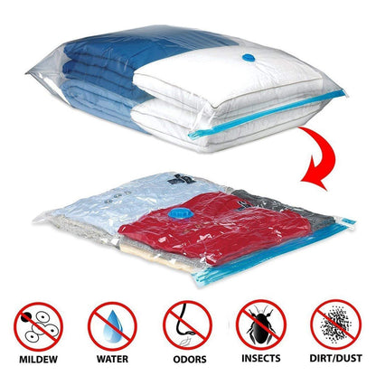 🛍️ Reusable Vacuum Storage Bags (pack of 5) with Hand Pump – Space Saving & Airtight 🌟