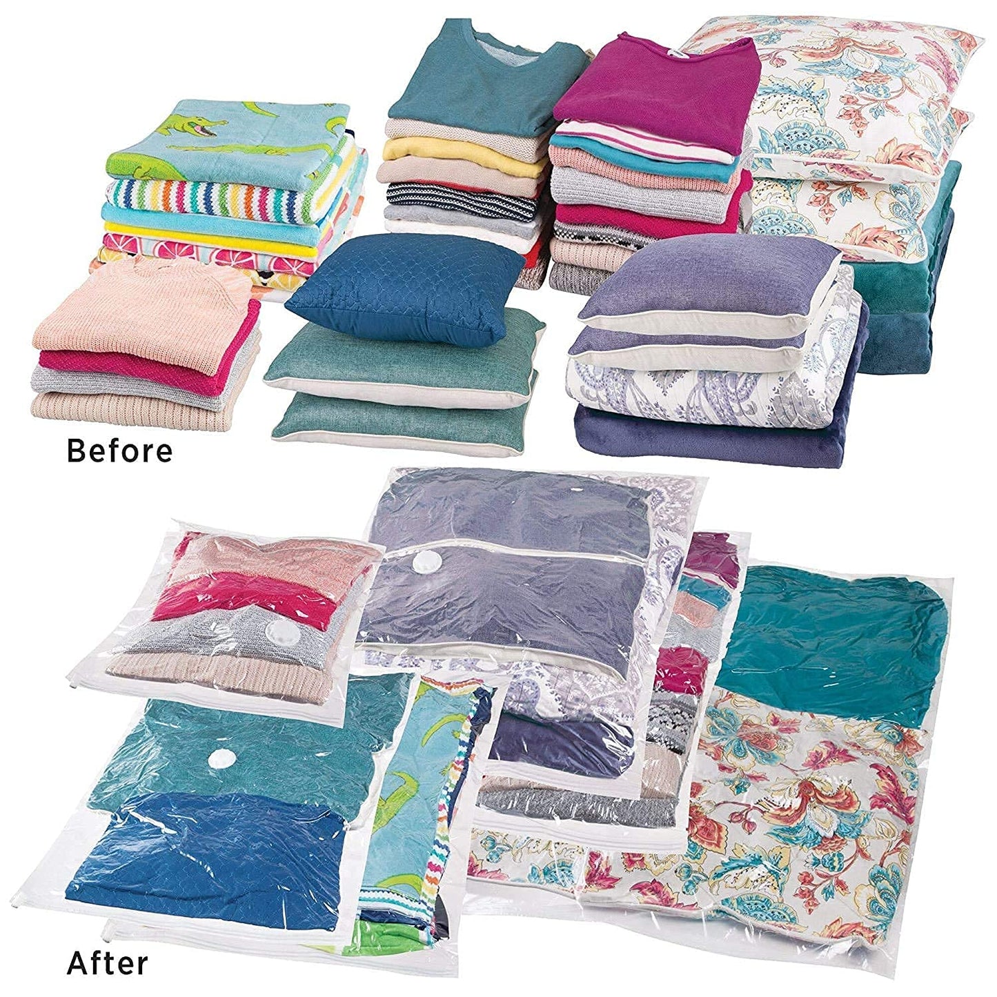 🛍️ Reusable Vacuum Storage Bags (pack of 5) with Hand Pump – Space Saving & Airtight 🌟