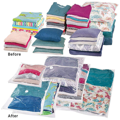 🛍️ Reusable Vacuum Storage Bags (pack of 5) with Hand Pump – Space Saving & Airtight 🌟