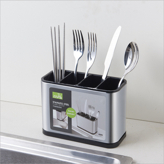 Parssufy Stainless Steel Sink Cutlery Holder – Multifunctional Utensil Caddy & Sponge Organizer for Kitchen