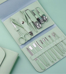 💅 16pcs Professional Manicure Pedicure Grooming Kit – Stainless Steel Nail Clipper & Care Set