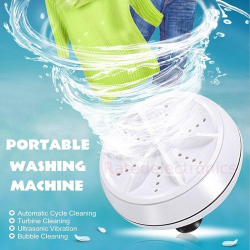 Mini Smart Portable Ultrasonic Turbine Washing Machine – Compact Electric Washer for Clothes, Towels & More