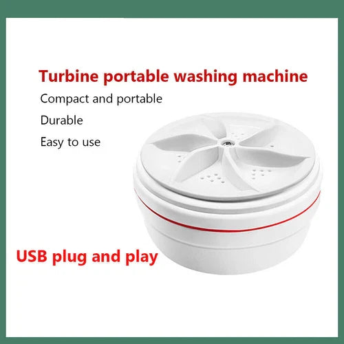 Mini Smart Portable Ultrasonic Turbine Washing Machine – Compact Electric Washer for Clothes, Towels & More